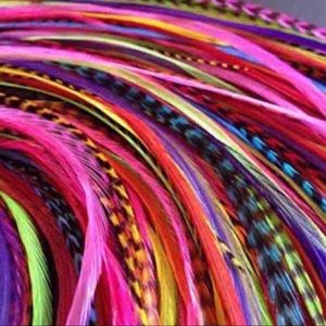 50 Long Feather Extensions Bright Colors